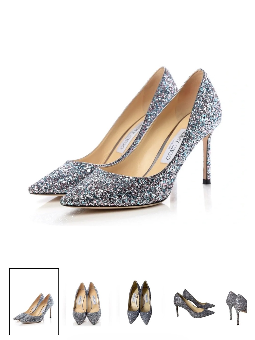 Jimmy Choo bubblegum mix ROMY 85 Multicolor Glitter Pointed Flat